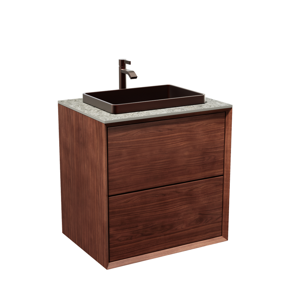 Kommod Massiv Valnöt 60 cm - IW60 + Nedsänkt tvättställ från Tapwell