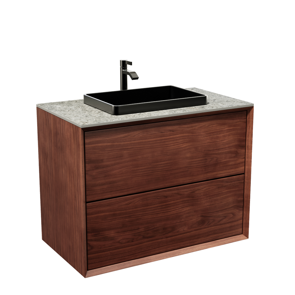 Kommod Massiv Valnöt 80 cm - IW80 + Nedsänkt tvättställ från Tapwell