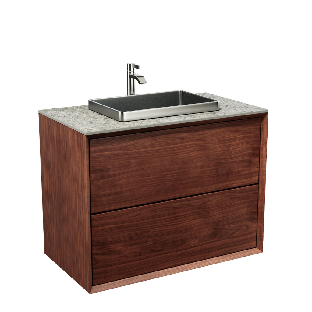 Kommod Massiv Valnöt 80 cm - IW80 + Nedsänkt tvättställ från Tapwell